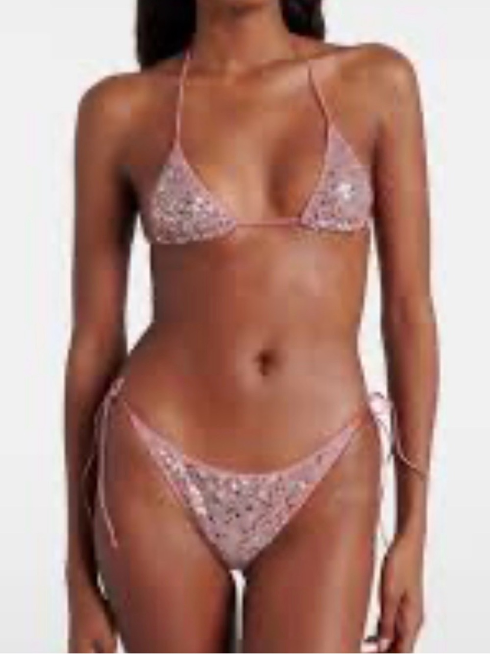 triangl CLUB L London SPARKLE Pink Sequin Bikini Us 6 Uk 10 Swimsuit